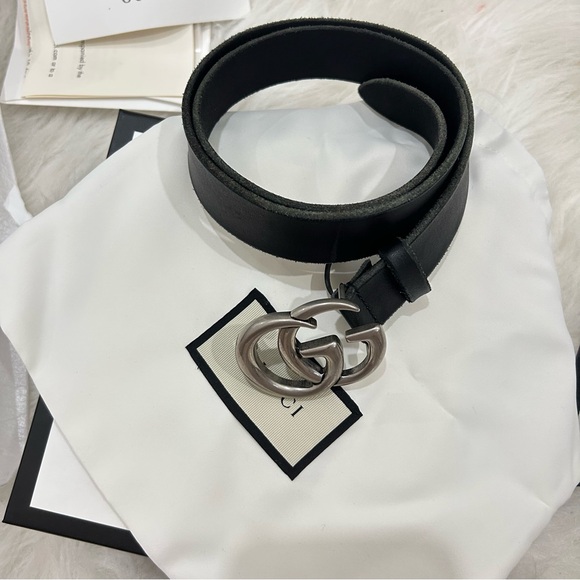 GUCCI Marmont Black/Silver Logo Belt 75 - Picture 9 of 12
